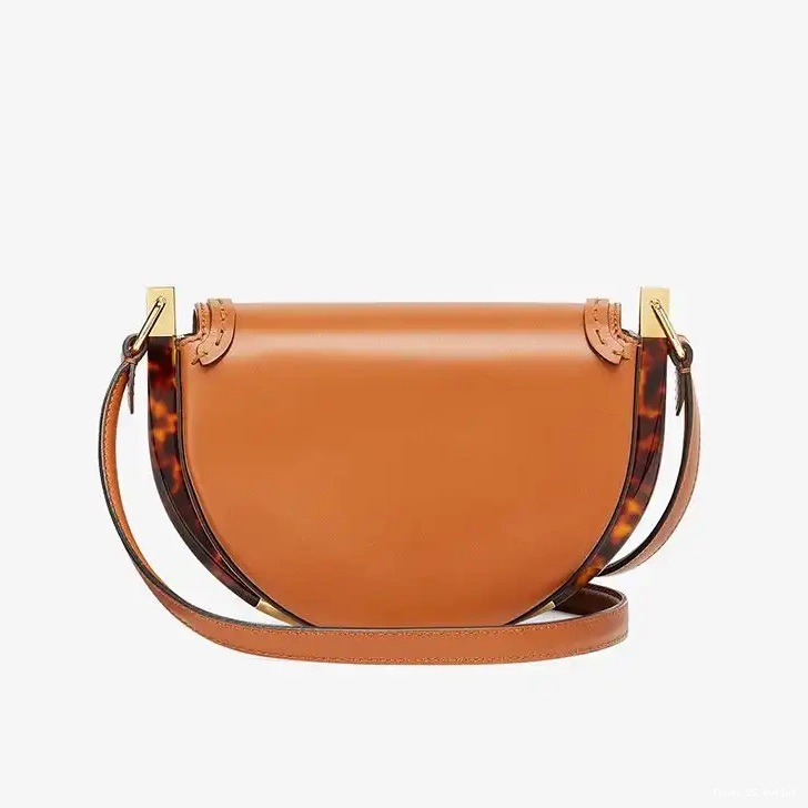 Cheap HOT In Fendi Moonlight Leather Logo Brown ROMA Calf Bag 0414